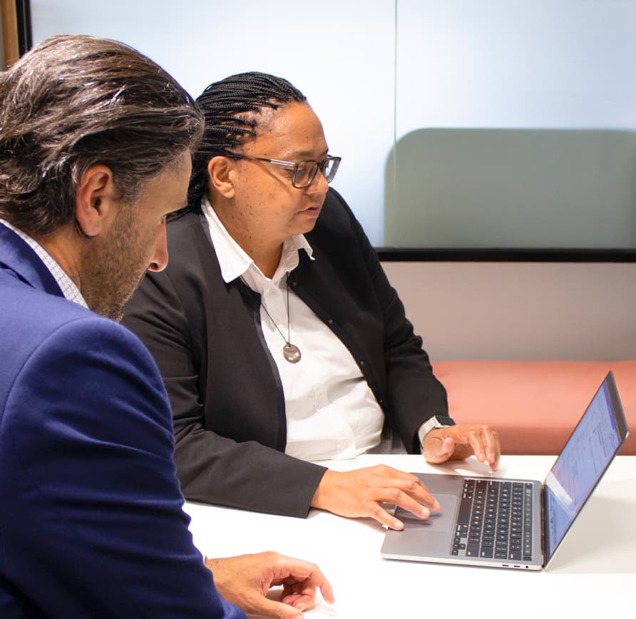 Woman working on laptop